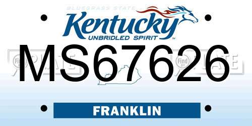 MS67626 Kentucky License Plate