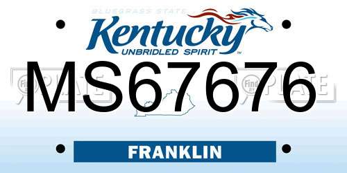MS67676 Kentucky License Plate
