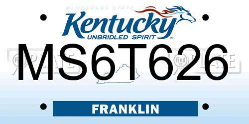 MS6T626 Kentucky License Plate