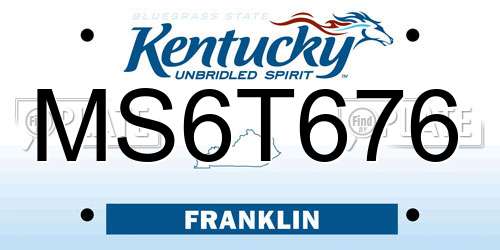 MS6T676 Kentucky License Plate