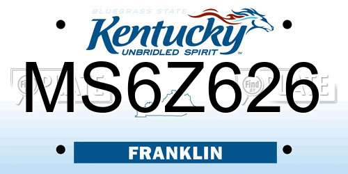 MS6Z626 Kentucky License Plate
