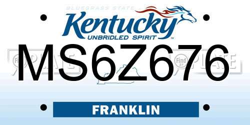 MS6Z676 Kentucky License Plate
