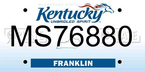 MS76880 Kentucky License Plate