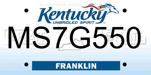 MS7G550 Kentucky License Plate