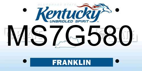 MS7G580 Kentucky License Plate