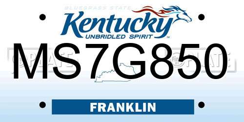 MS7G850 Kentucky License Plate