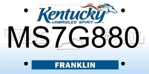 MS7G880 Kentucky License Plate
