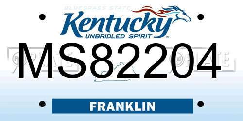 MS82204 Kentucky License Plate