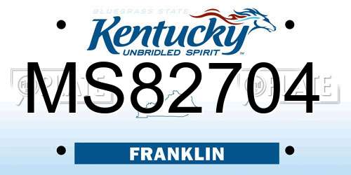 MS82704 Kentucky License Plate