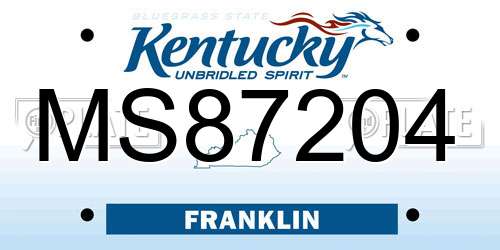 MS87204 Kentucky License Plate