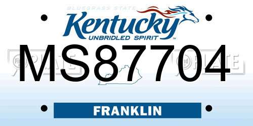MS87704 Kentucky License Plate