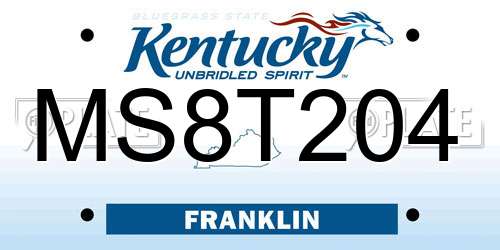 MS8T204 Kentucky License Plate