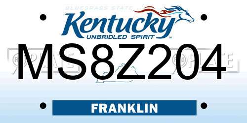MS8Z204 Kentucky License Plate