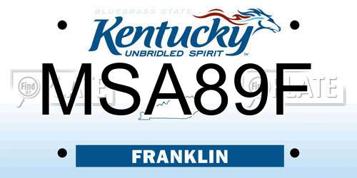 MSA89F Kentucky License Plate