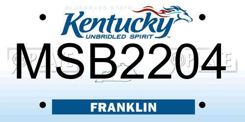 MSB2204 Kentucky License Plate