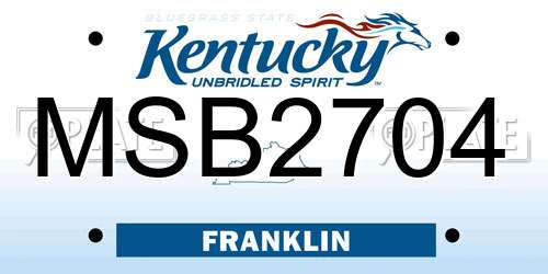 MSB2704 Kentucky License Plate