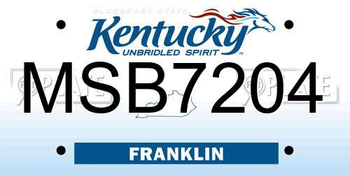MSB7204 Kentucky License Plate