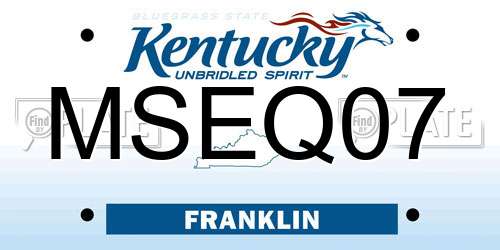 MSEQ07 Kentucky License Plate