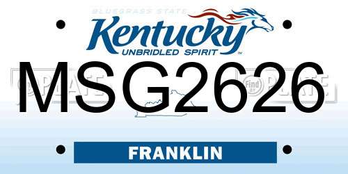 MSG2626 Kentucky License Plate