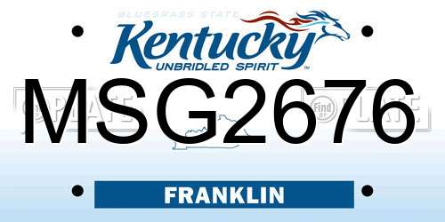 MSG2676 Kentucky License Plate