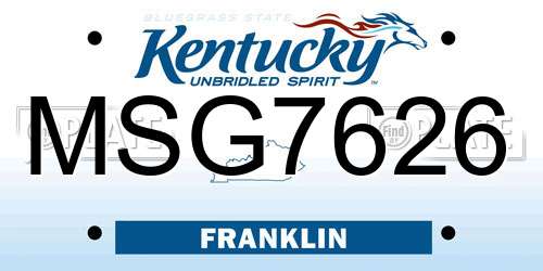 MSG7626 Kentucky License Plate