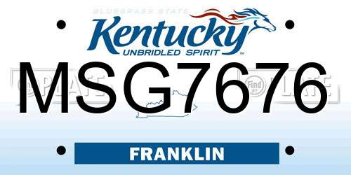MSG7676 Kentucky License Plate