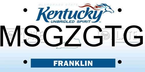 MSGZGTG Kentucky License Plate