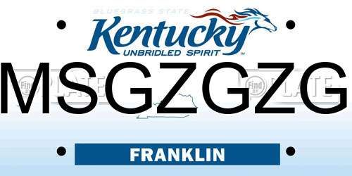 MSGZGZG Kentucky License Plate
