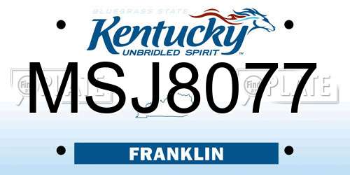 MSJ8077 Kentucky License Plate