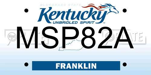 MSP82A Kentucky License Plate
