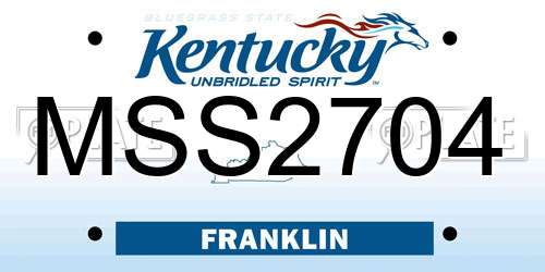 MSS2704 Kentucky License Plate