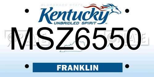 MSZ6550 Kentucky License Plate
