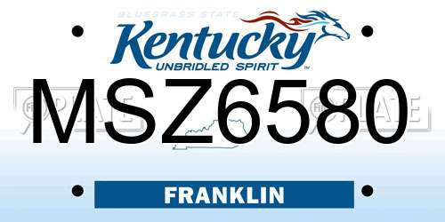 MSZ6580 Kentucky License Plate