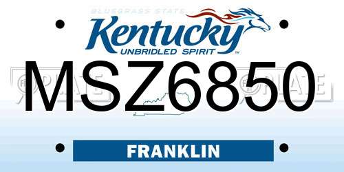 MSZ6850 Kentucky License Plate