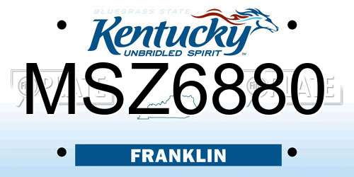 MSZ6880 Kentucky License Plate