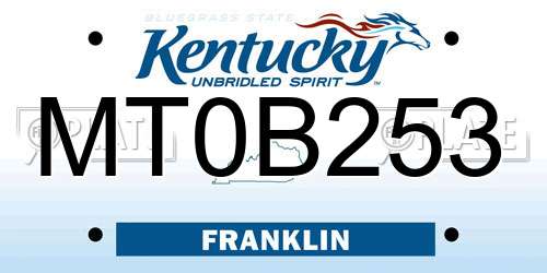 MT0B253 Kentucky License Plate