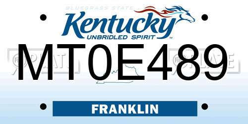 MT0E489 Kentucky License Plate