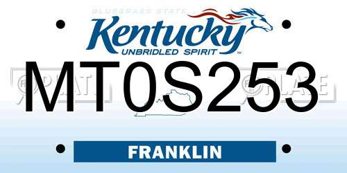 MT0S253 Kentucky License Plate