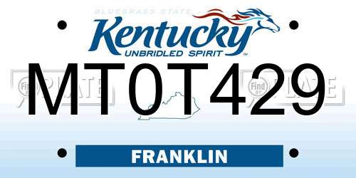 MT0T429 Kentucky License Plate