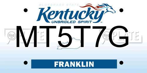 MT5T7G Kentucky License Plate