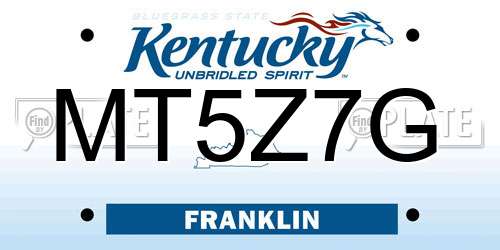 MT5Z7G Kentucky License Plate