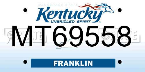 MT69558 Kentucky License Plate