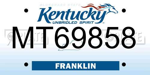 MT69858 Kentucky License Plate