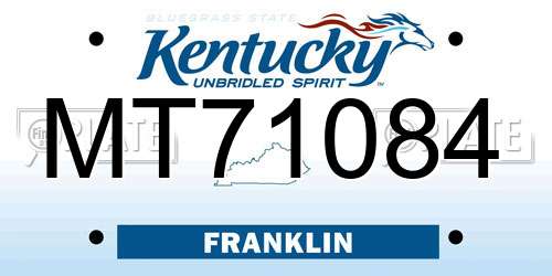 MT71084 Kentucky License Plate