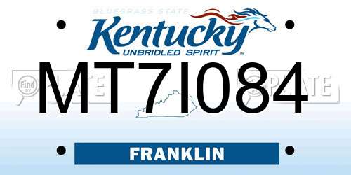 MT7I084 Kentucky License Plate