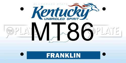 MT86 Kentucky License Plate