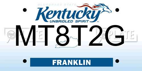 MT8T2G Kentucky License Plate