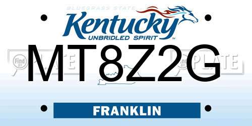 MT8Z2G Kentucky License Plate