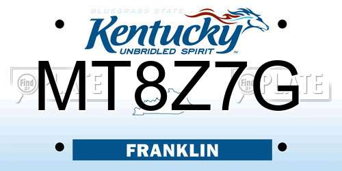 MT8Z7G Kentucky License Plate