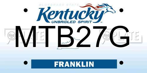 MTB27G Kentucky License Plate